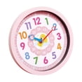 thumbnail image 2 of Reloj de pared decorativo para niños, ayuda a los niños a decir la hora más fácilmente, reloj de enseñanza silencioso para la escuela, la habitación Rosa, 2 of 7