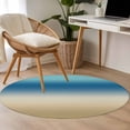 thumbnail image 5 of Gradient Blue Round Living Room Rugs 3.3 ft, Modern Minimalist Blue Brown Ocean Beach Washable Area Rug with Non-Slip Sturdy Edge Binding Round Front Door Mat Floor Carpet for Entryway, 5 of 9
