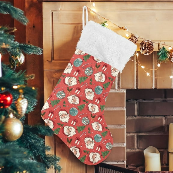 Ryvnso Christmas Stockings Christmas Santa Disco Balls 17.7" Large Stocking Decoration 1 Pack