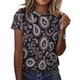 thumbnail image 3 of Paisley Women T-Shirt Classic O Neck T-Shirts Short-Sleeve Trendy Animal Print Design Tshirt Casual Clothing, 3 of 5