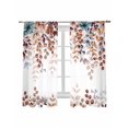 thumbnail image 2 of Sheer Curtains 72 Inches Long, Brown Eucalyptus Fall Light Filtering Window Curtains for Living Room, Botanical Weeping Leaves Pastoral Rod Pocket Voile Sheer Curtain Drapes, 52"W x 72"L, 2 Panels, 2 of 8