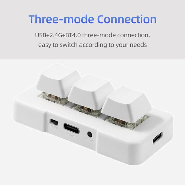 Mini Teclado, MK321-Pro USB+2.4G+BT4.0 Conexión De Tres Modos, Interruptores Mecánicos Azules, Diseño Ergonmico, Amplia Aplicación, Con Software De Definición De Teclas Para