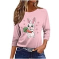 thumbnail image 3 of YUEHUA Women's Happy Easter Shirt Crew Neck 3/4 Sleeve Funny Tops Rabbit Graphic Colored Eggs Print Tee T-Shirts Easter Day Gifts, 3 of 6