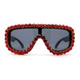 thumbnail image 1 of Large Rhinestone Show Sign Racer Shield Oversize Sunglasses Black Red, 1 of 4