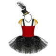 thumbnail image 2 of Linjinx Kids Girls Show Outfit Dancewear with Steampunk Mini Top Hat Fascinator Red 6, 2 of 7