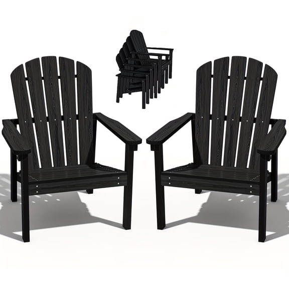 Adirondack Chair, Stackable All-Weather HDPE Outdoor Patio Chair, Durable Porch Lawn Fire Pit Chairs, Space-Saving Design for Easy Storage