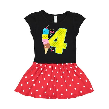 

Inktastic Ice Cream fourth birthday blue Gift Toddler Girl Dress