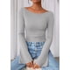 thumbnail image 5 of Camiseta corta de manga larga para mujer PRETTYGARDEN gris talla L, 5 of 8