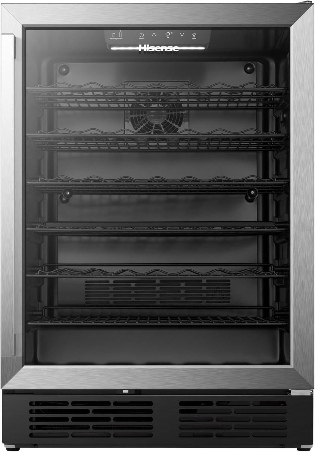 Hisense Enfriador de Vinos HWS054B1ASD,Capacidad de 54 botellas/164 latas,Sin escarcha,lluminación LED Ajustable,Panel Táctil intuitivo,Manija Metálica