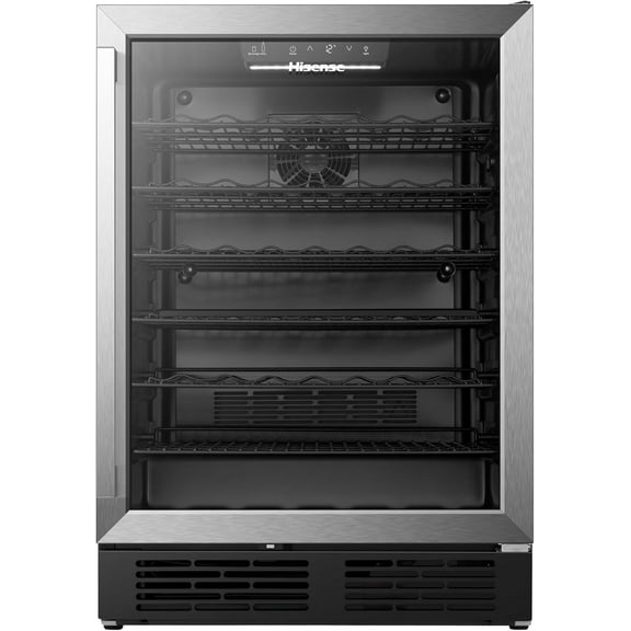 Hisense Enfriador de Vinos HWS054B1ASD,Capacidad de 54 botellas/164 latas,Sin escarcha,lluminación LED Ajustable,Panel Táctil intuitivo,Manija Metálica