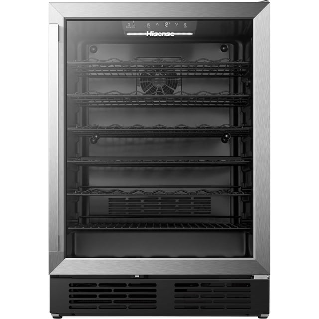 Hisense Enfriador de Vinos HWS054B1ASD,Capacidad de 54 botellas/164 latas,Sin escarcha,lluminación LED Ajustable,Panel Táctil intuitivo,Manija Metálica