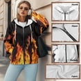 thumbnail image 6 of SCRAWLGOD Fire Print Women's Hoodies with Zipper Hoodies for Women Zip Up Lightweight Hooded Sweatshirt Zipper Front Women Party Long-Sleeve Activewear Zip Up Jacket Women Size XL, 6 of 7