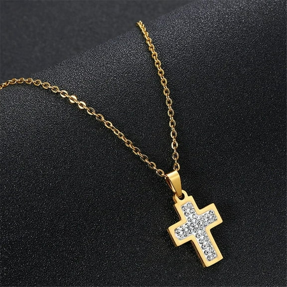 Fashion Female Cross Pendants 14K Yellow Gold CZ Jesus Cross Pendant Necklace Jewelry For Men/Women
