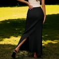 thumbnail image 4 of Elegant Dresses for Women Flared Maxi Skirt with Back Slit Elastic Waist Drawstring Long Flowy Ankle-Length Skirts, 4 of 4