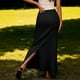 thumbnail image 4 of Faldas Largas para las Mujeres de Verano Color Sólido Cordón Moda Casual Poliéster Faldas de Cintura Elástica para las Mujeres, 4 of 5