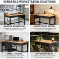 thumbnail image 3 of 70 Inch Adjustable Workbench with Power Outlet, 2500 LBS Heavy Duty Workbench with Hardwood Top, 6-Level Height Adjustable Garage Work Table with Wheels, Rolling Workstation for Workshop, 3 of 9