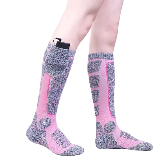 TELOLY Electric Heated High Socks, Electric Heated Socks, Adjustable Temperature Battery-Powered Foot Warmer Socks for Winter, Elderly Care, Skiing & Biking