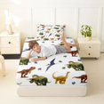 thumbnail image 4 of Metsweet Animal Dinosaur Twin Sheets 3pcs, Jungle Wildlife Bedding, Green Brown Gray,1 Fitted Sheet, 1 Flat Sheet and 1 Pillowcase, 4 of 5