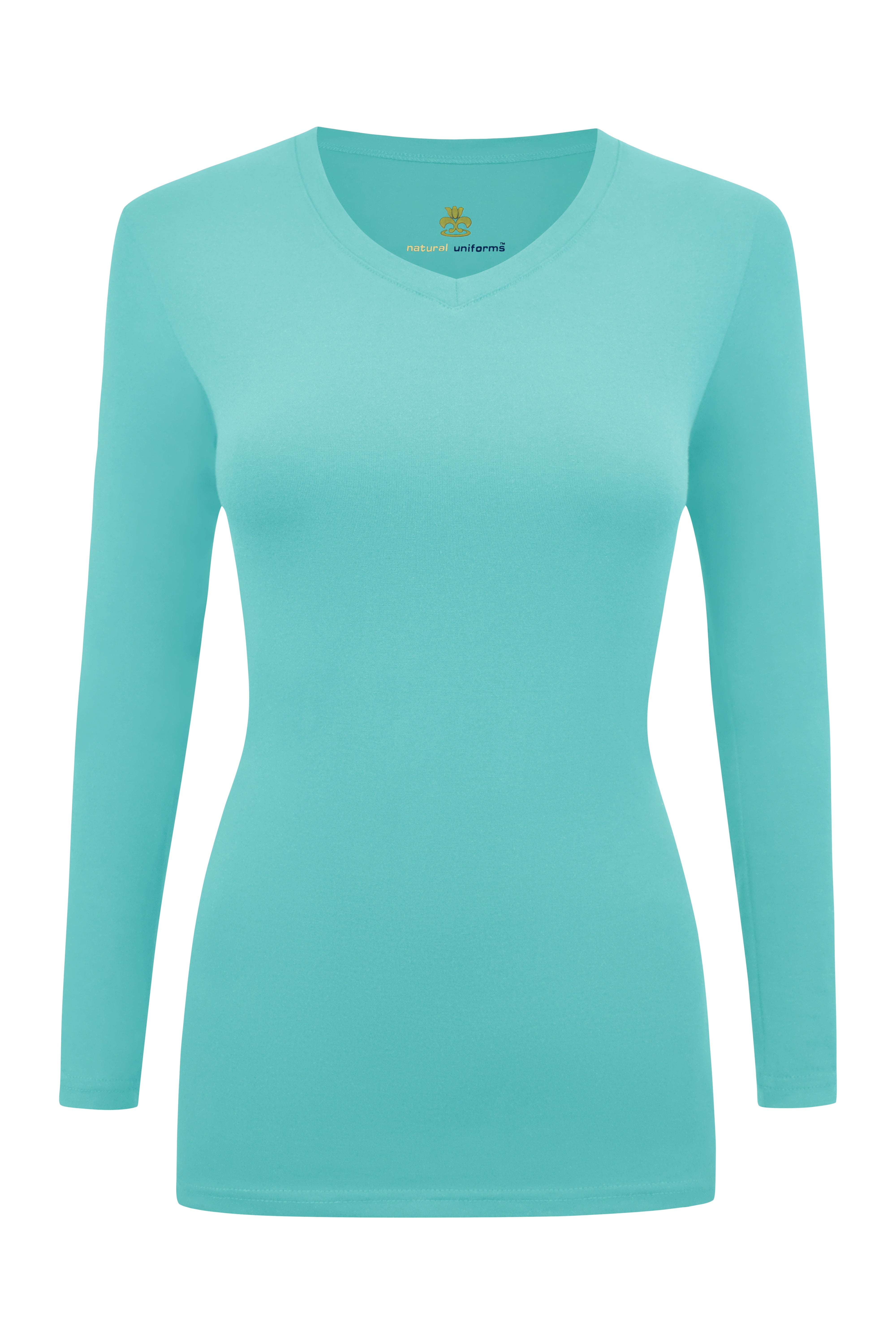 WOMENS LONG SLEEVE V-NECK T SHIRT WITH SUPER-SOFT STRETCH FABRIC ...