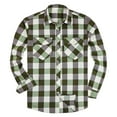 thumbnail image 1 of Penkiiy Camisa de manga larga de franela plaid de hombre Camisa de algodón Casual Camisa ligera Chaqueta 2XL Verde, 1 of 5