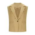thumbnail image 7 of UAMVSH Women's Cropped One Button Blazer Vests Lightweight Sleeveless Jackets Tank Tops Casual Office Work Waistcoat with Pockets(X-Large,Beige), 7 of 7