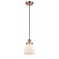 916-1P-AC-G61-Innovations Lighting-Cone - 1 Light Cord Hung Mini Pendant In Industrial Style-9 Inches Tall and 6 Inches Wide-Antique Copper