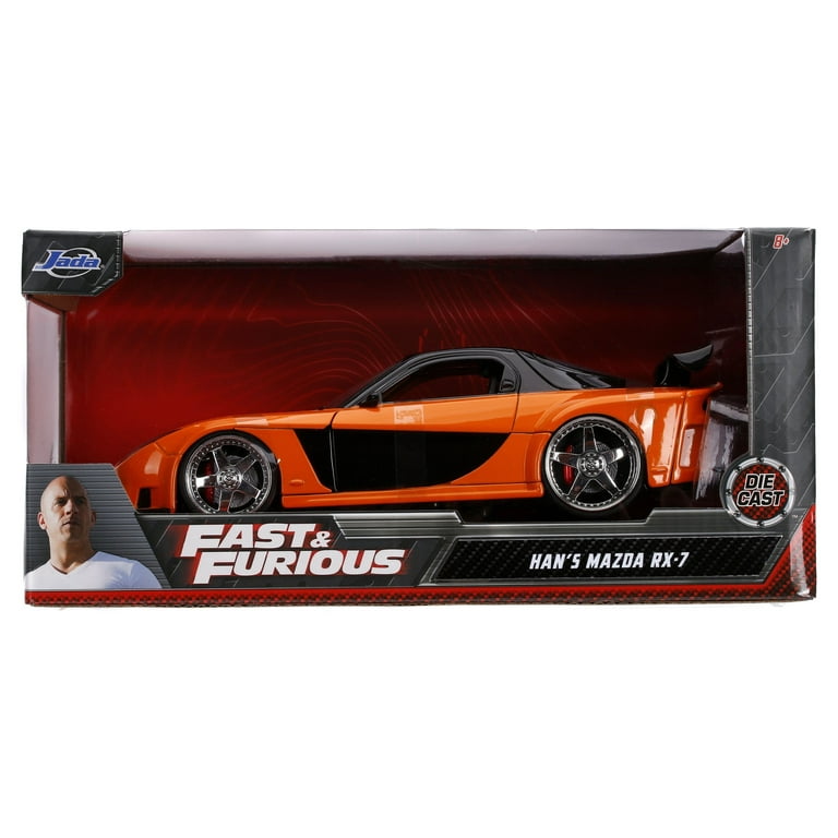 Jada Toys Fast & Furious 1:24 1995 Mazda RX-7 Widebody Die-cast Car w/Han's  2.75 Die-cast Figure, Toys for Kids and Adults