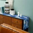 thumbnail image 3 of Geometric Blue Table Runner Cotton Linen 90 Inch Holiday Dresser Scarves, Middle Century Vintage Art Aesthetic Tablerunner for Kitchen Coffee Dining Bedroom Living Room Dinner Scarf Décor 13''x90'', 3 of 9