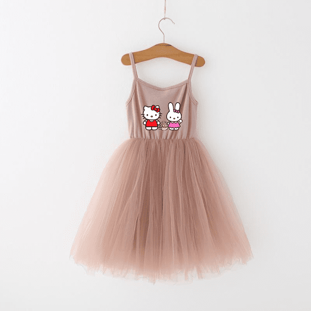 Hello Kitty Robes de Fille Ensemble Jupe de Princesse Dessin Animé Anime Mignon Robe Hello Kitty Vêtements Costume Petite Princesse Fête