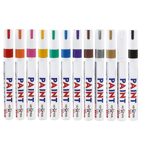 12 Pcs Permanent Paint Markers Oil Based Paint Pen Quick-Drying Permanent Marker for Plastic Cardboard Wood Metal Canvas