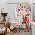 thumbnail image 5 of Valentine's Day Shower Curtain Red Gnome Bathroom Curtains with Hooks, Waterproof Fabric Rose Love Bird Heart Tree Branch Bath Shower Curtains Set for Bathroom Bathtubs Valentines Decor 72x72 Inch, 5 of 9