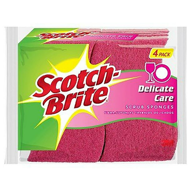 ScotchBrite 4Pack Delicate Care Cleaning Scrub Sponge, Pink
