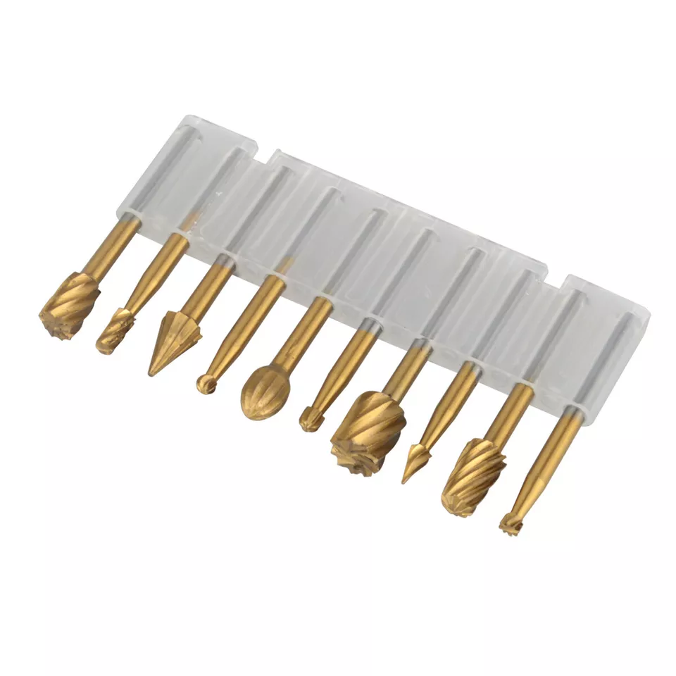 CIRCLE- 10X Tungsten Carbide Rotary Burr Set Grinder Bit 1/8" Shank Dremel Rotary Tool.