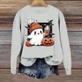 thumbnail image 2 of Halloween Sweatshirt for Women Hoodless Sweatshirt Oversized Crewneck Long Sleeve Pullover for Women Cozy Sweatshirt Light Gray XL, 2 of 4