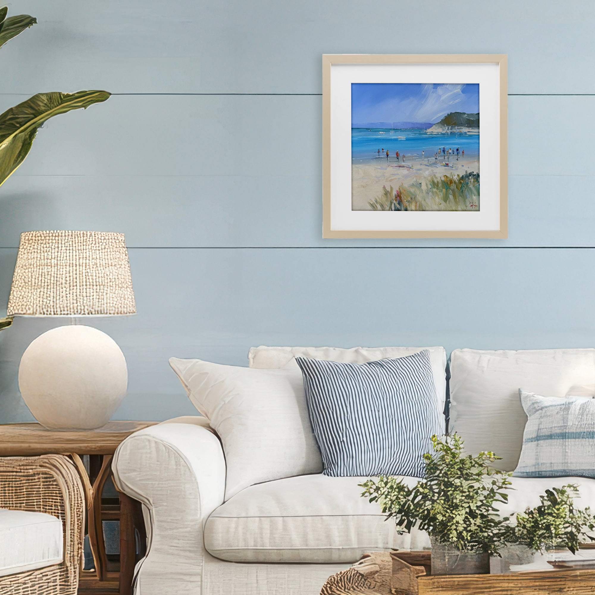 Stupell Industries Summer Sorrento Beachgoers Birch Framed Print Under Glass, design by Craig Trewin Penny