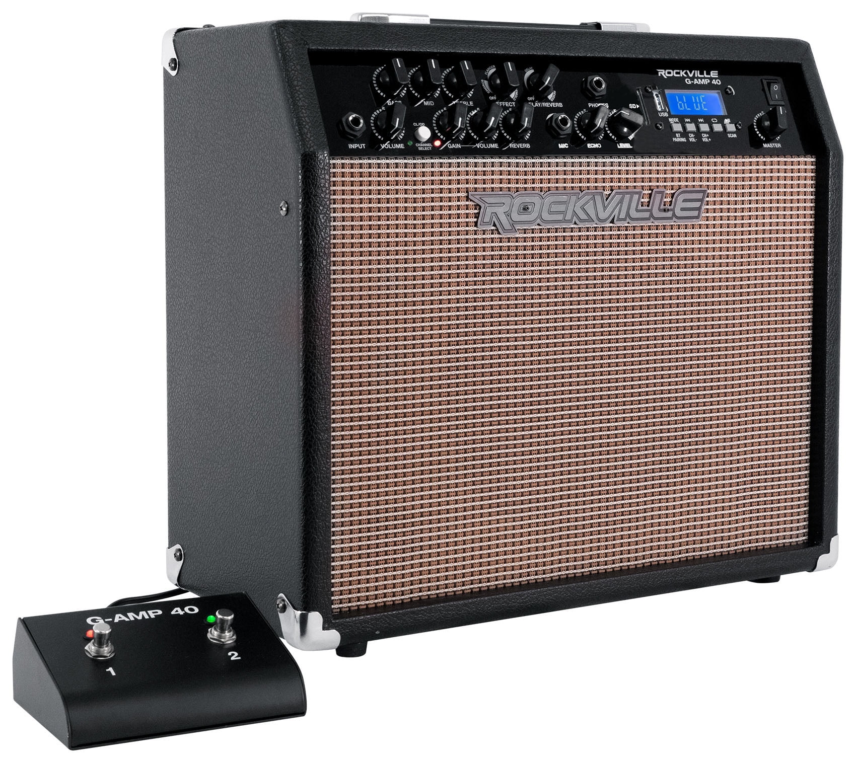 Rockville G-AMP 40 Guitar Combo Amplifier Amp Bluetooth/Mic In/USB/Footswitch