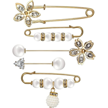 Multiple Pieces Artificial Pearl Brooch Rhinestone Brooch  Sweater Shawl Clip Safety Pins Crystal Brooches Pin Cufflink Waist Pants Tightener Jewelry Decorative Accessories for Women