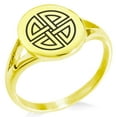 thumbnail image 1 of Stainless Steel Shield Knot Viking Norse Rune Minimalist Oval Top Polished Statement Signet Ring, 1 of 1