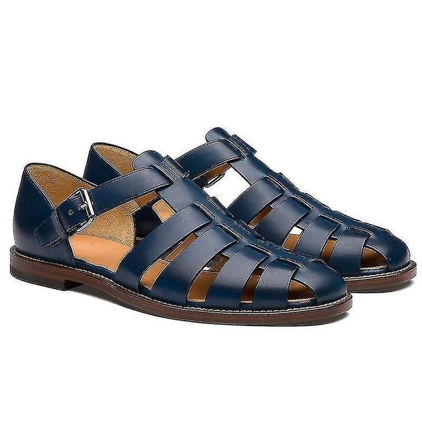 Sandalias deportivas para hombre Sandalia de cuero hecha a mano al aire libre con punta cerrada