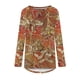thumbnail image 4 of Blusa de manga larga con cuello redondo para mujer, informal, Sexy, a la moda, con estampado holgado Pompotops  FGAJ5755, 4 of 5