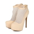 thumbnail image 5 of Qupid BC31 Women Suede Mesh Almond Toe Platform Stiletto Heel Bootie, 5 of 6