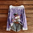 thumbnail image 3 of Fiaer T Shirts Women Christmas Oversized Tshirts Crew Neck Long Sleeve Snowman Snowflake Shirts Loose Fit Casual Trendy Tops Light Purple S, 3 of 3