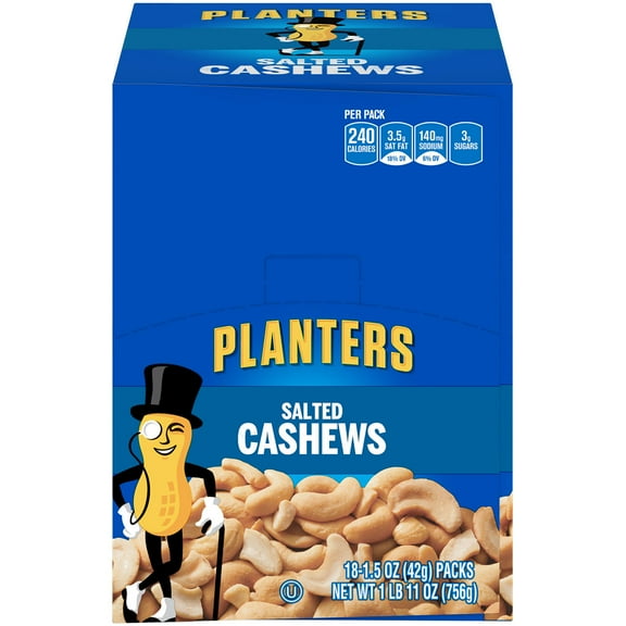 Planters Salted Cashews (1.5 oz. Pouches, 18 ct.)