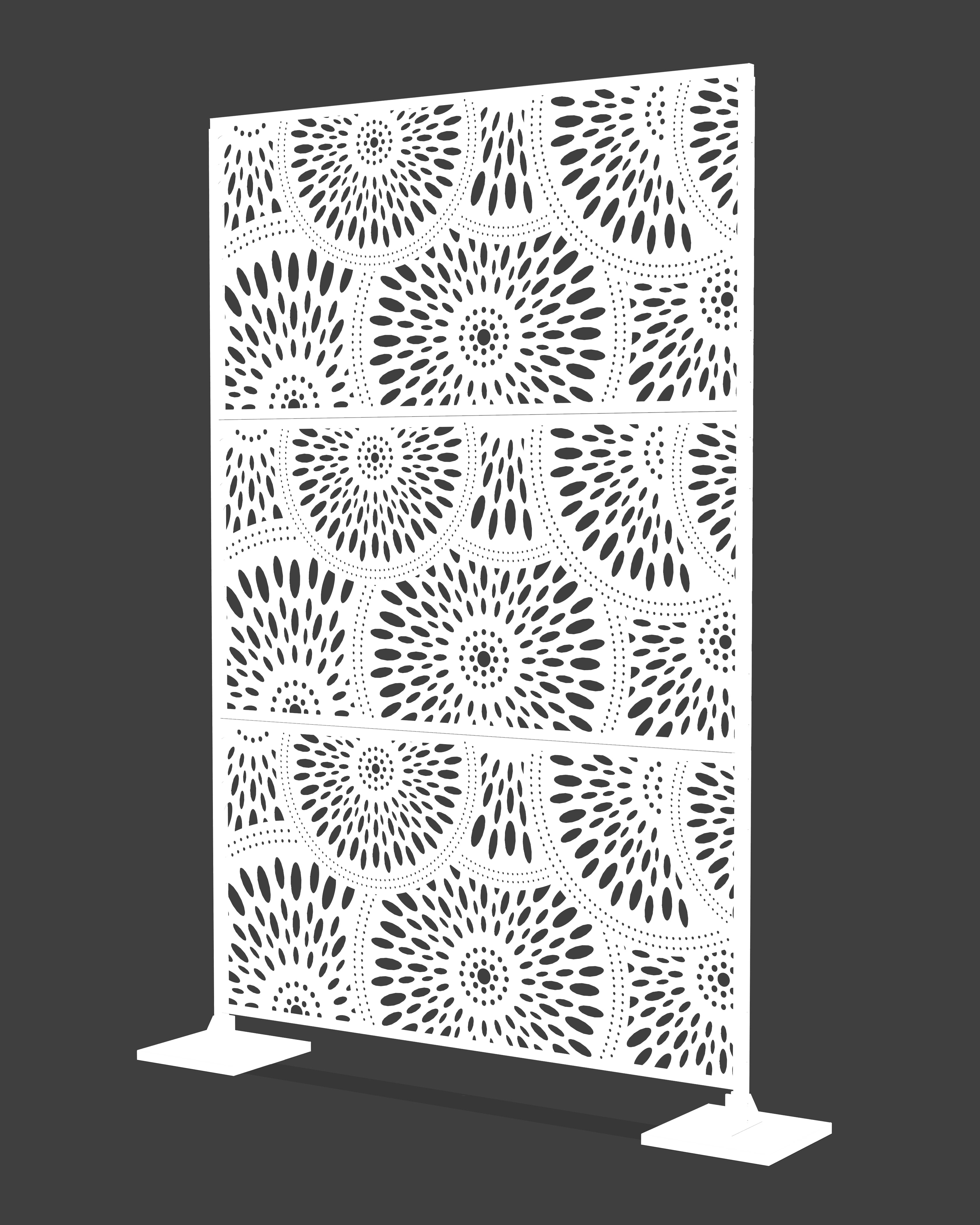 Laser Cut Metal Privacy Panel, Room divider, Privacy Screen, Metal Fencing, White color combo set(4'x6')