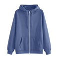 thumbnail image 4 of Women Zip Up Hoodie Oversized Long Sleeve Sweatshirt, Lightweight Solid Color Hooded Jacket With Pockets for Spring Fall Everyday Workout (Navy/L), 4 of 4