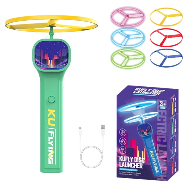 Klonfd | Cat | Cat Disc With 6 Flying | Rechargeable Glow In The Dark Discs For Interactive Trainin