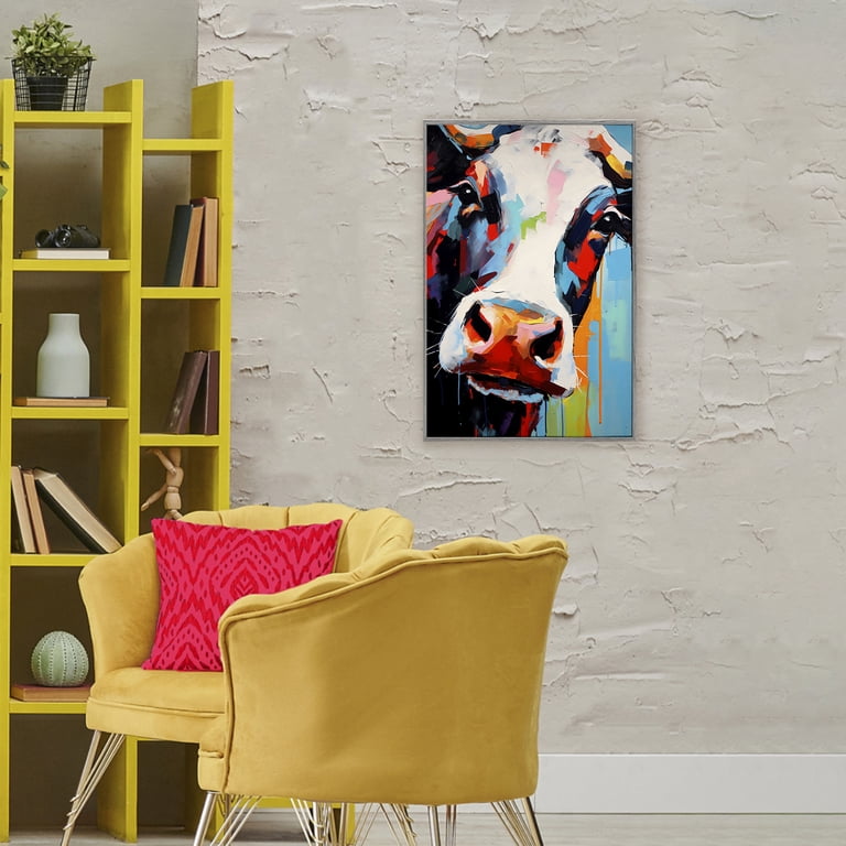 Stupell Industries Cow Of Many Colors Gray Framed Giclee Art, design by ...