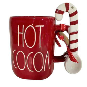 Rae Dunn Hot Cocoa Red Mug with Spoon