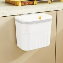 AuroraX Kitchen Desk Trash Can with Lid 1.9 Gallon Hanging Stylish White Garbage Container Basket Minimalist Plastic Garbage Bin for Compact Spaces