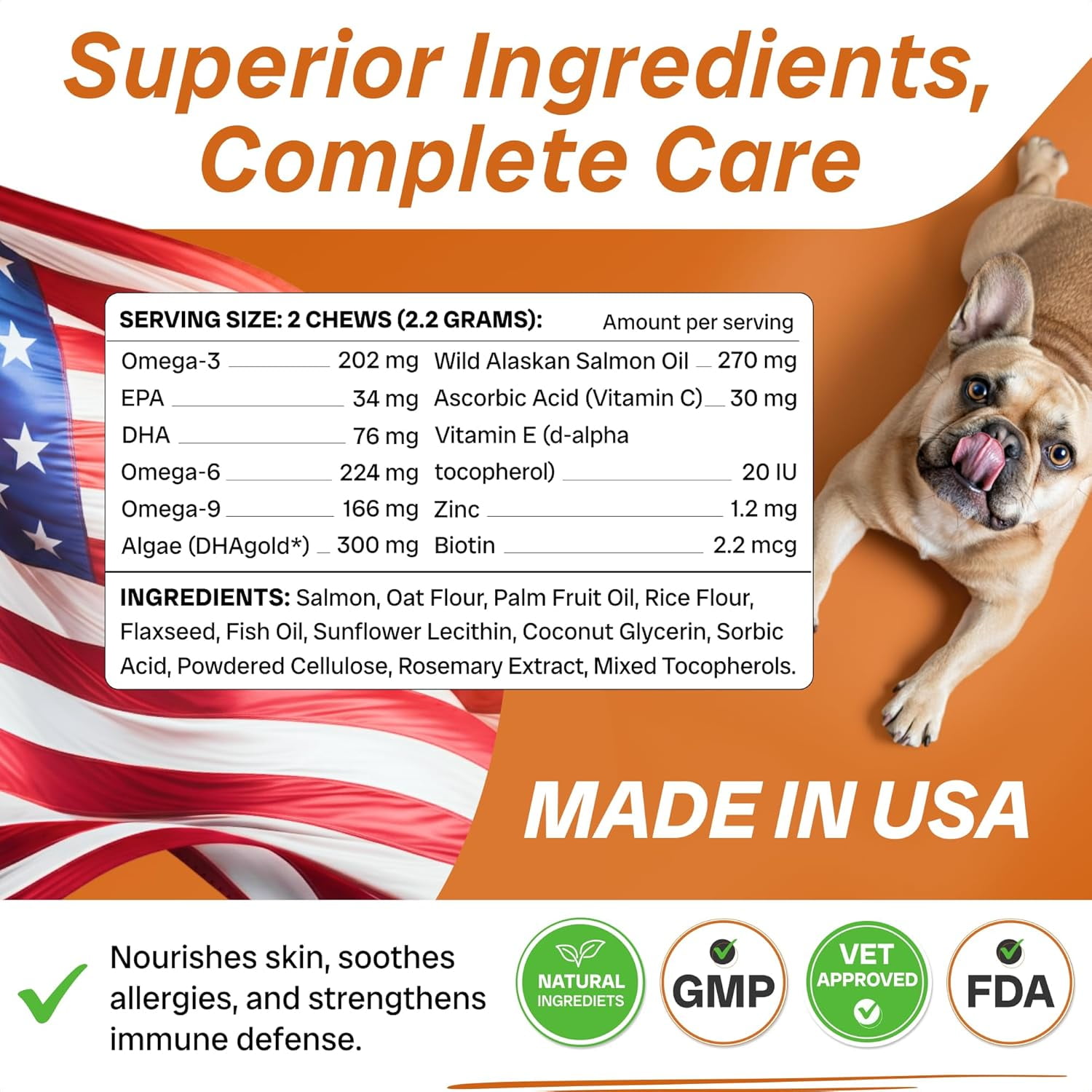 Bark&Spark Omega-3 Fish Oil Chews for Dogs - Wild Alaskan Salmon Oil - Itch & Allergy Relief, Shedding & Skin & Coat Support (120 ct)